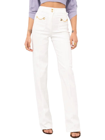 Elisabetta Franchi Jeans dritto con logo gioiello