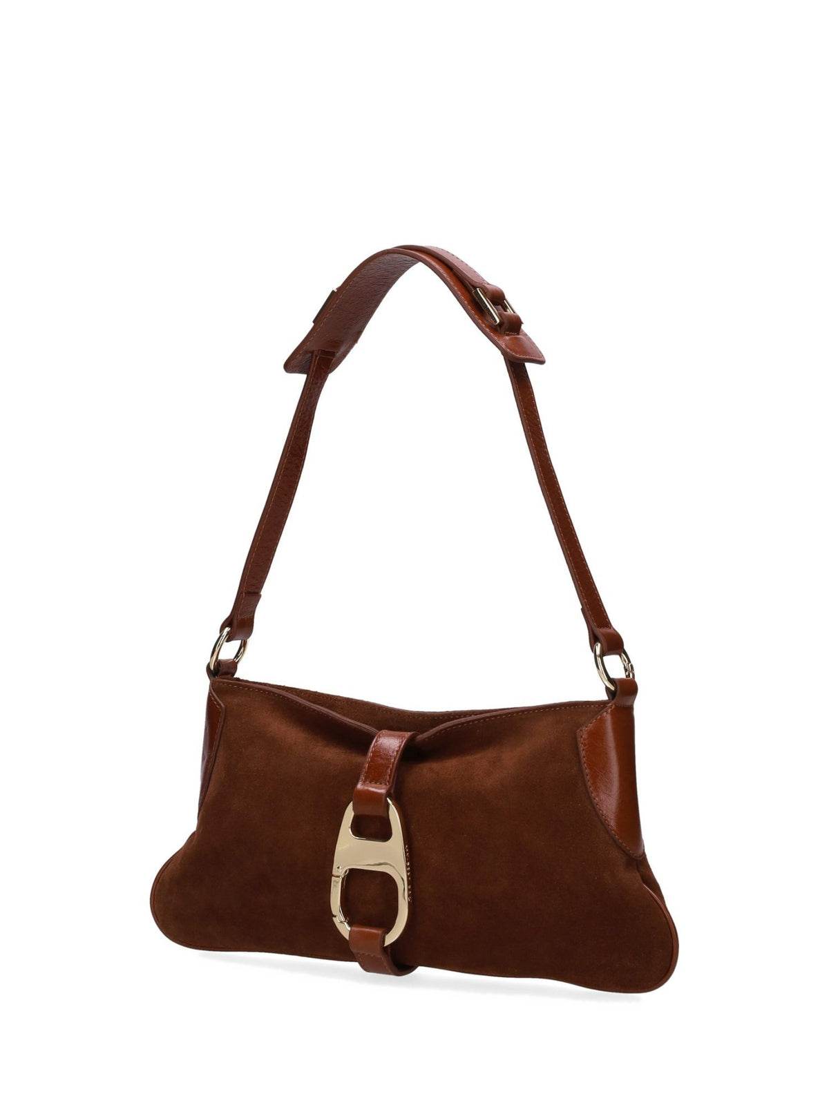 Borsa a Spalla Effetto Suede con Fibbia Dorata