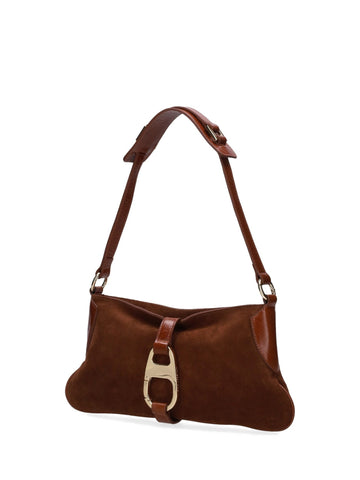 Borsa a Spalla Effetto Suede con Fibbia Dorata