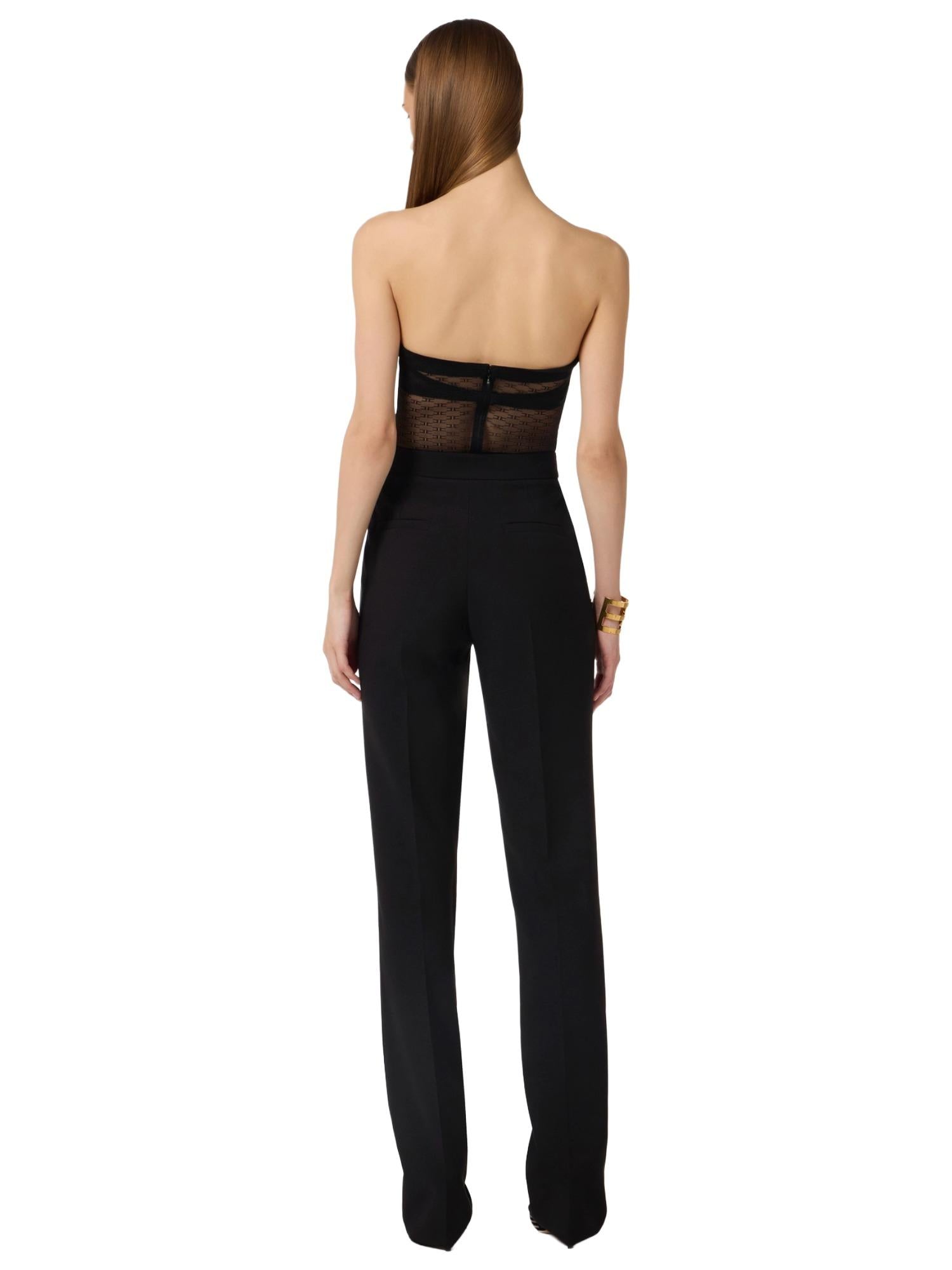 Elisabetta Franchi Body con tulle logato