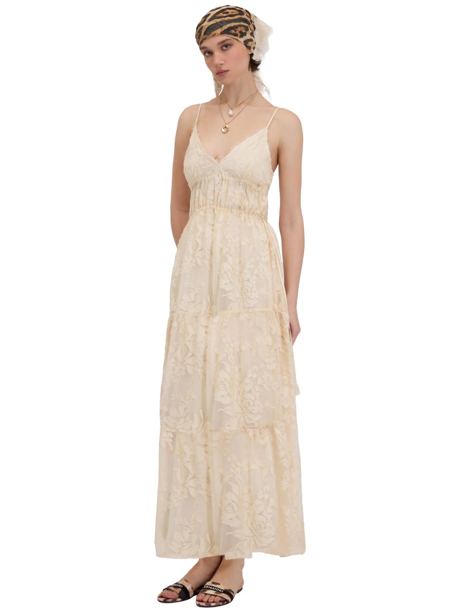 Ermanno Firenze Abito lungo a balze floreale