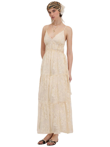 Ermanno Firenze Abito lungo a balze floreale