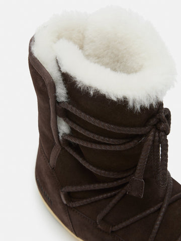 Stivale evx in pelle scamosciata e shearling marrone scuro