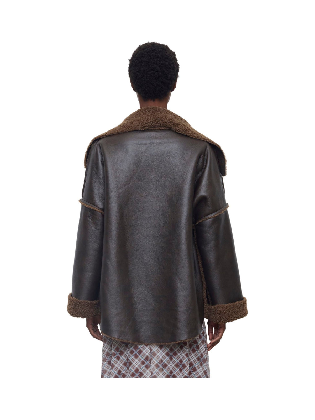 Giacca Oversize in Ecopelle Collo con Reverse