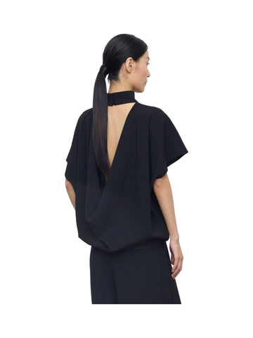 Blusa a Collo Alto con Scollatura Posteriore