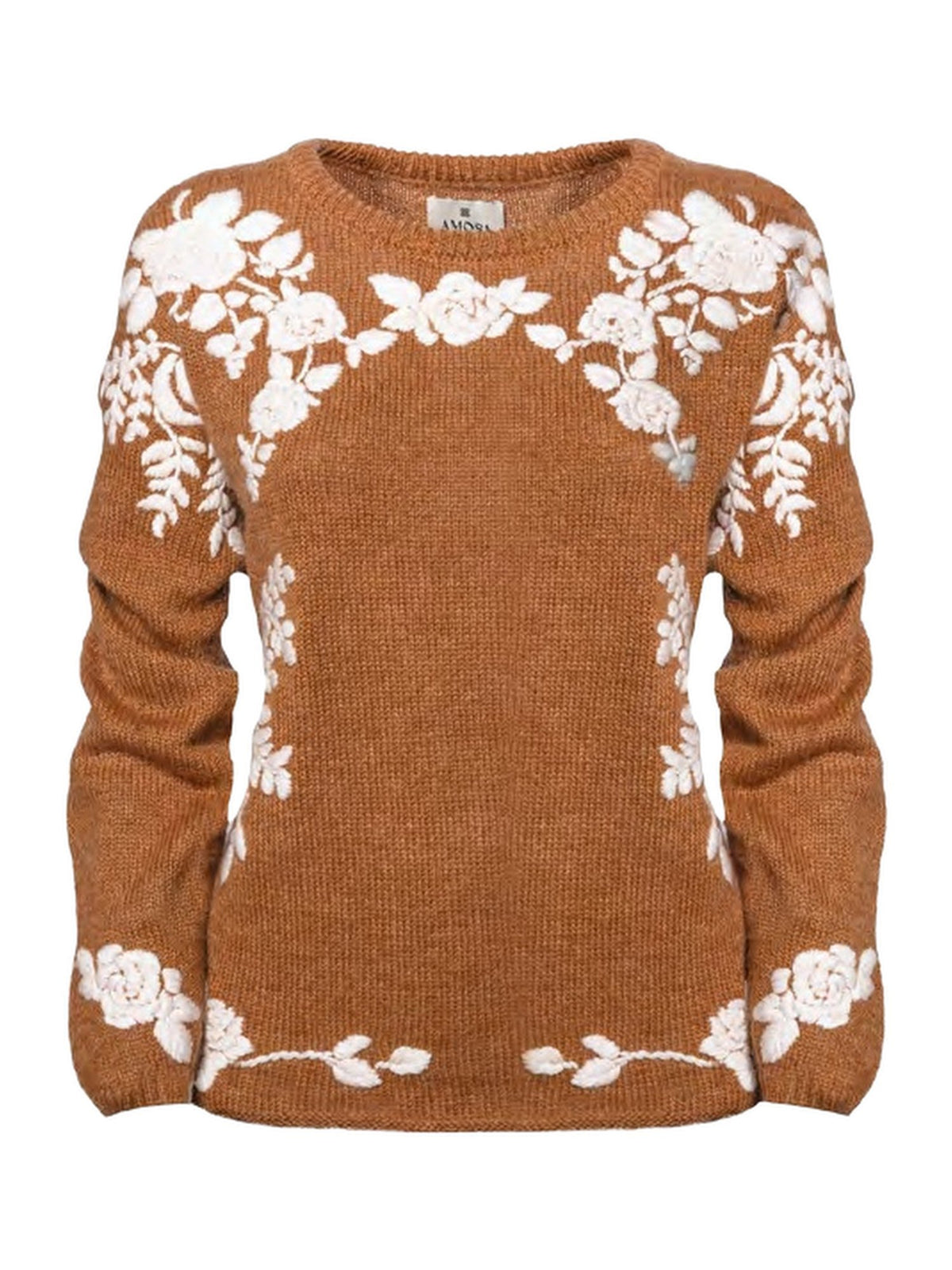 Maglia Girocollo con Ricami Floreali