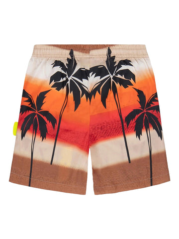 Barrow Shorts colorblock con stampa Palm