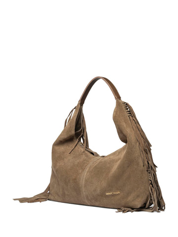 Borsa Hobo Aria in Suede con Frange