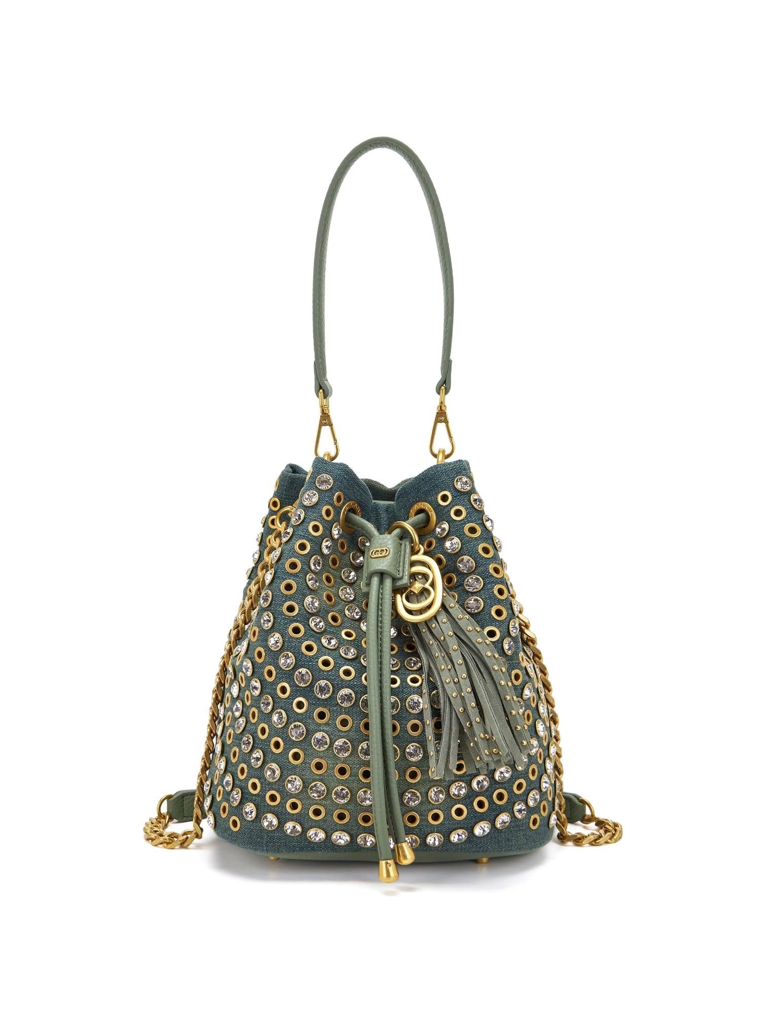 La Carrie Borsa a secchiello in denim Andromeda