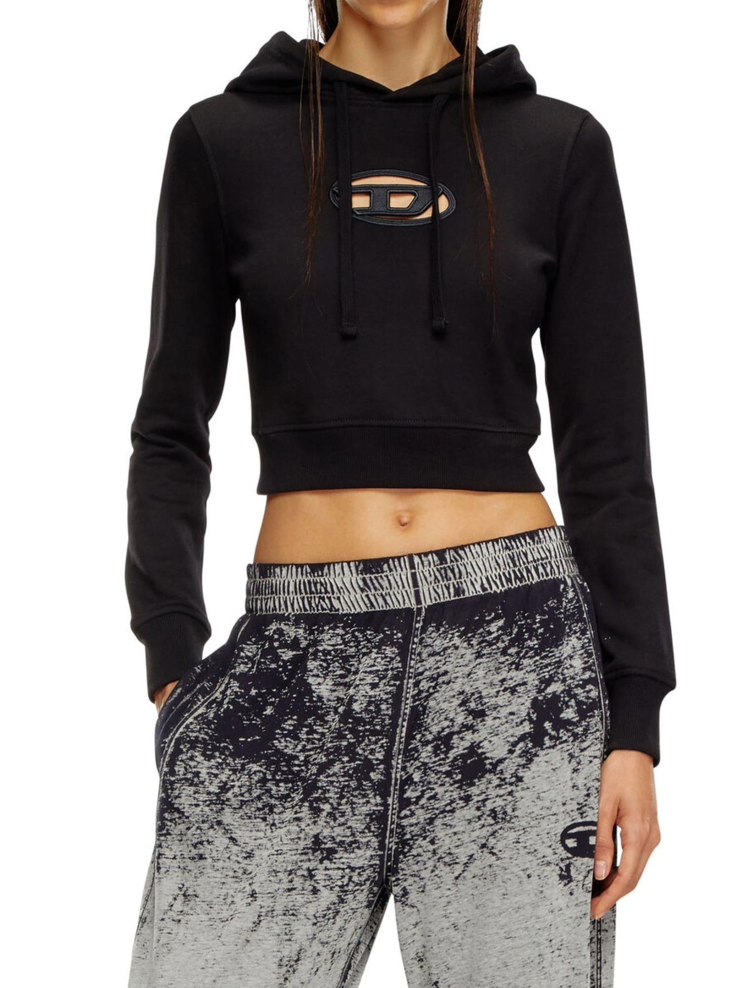 Diesel Felpa crop con logo Oval D F-Slimmy-Hood-Od