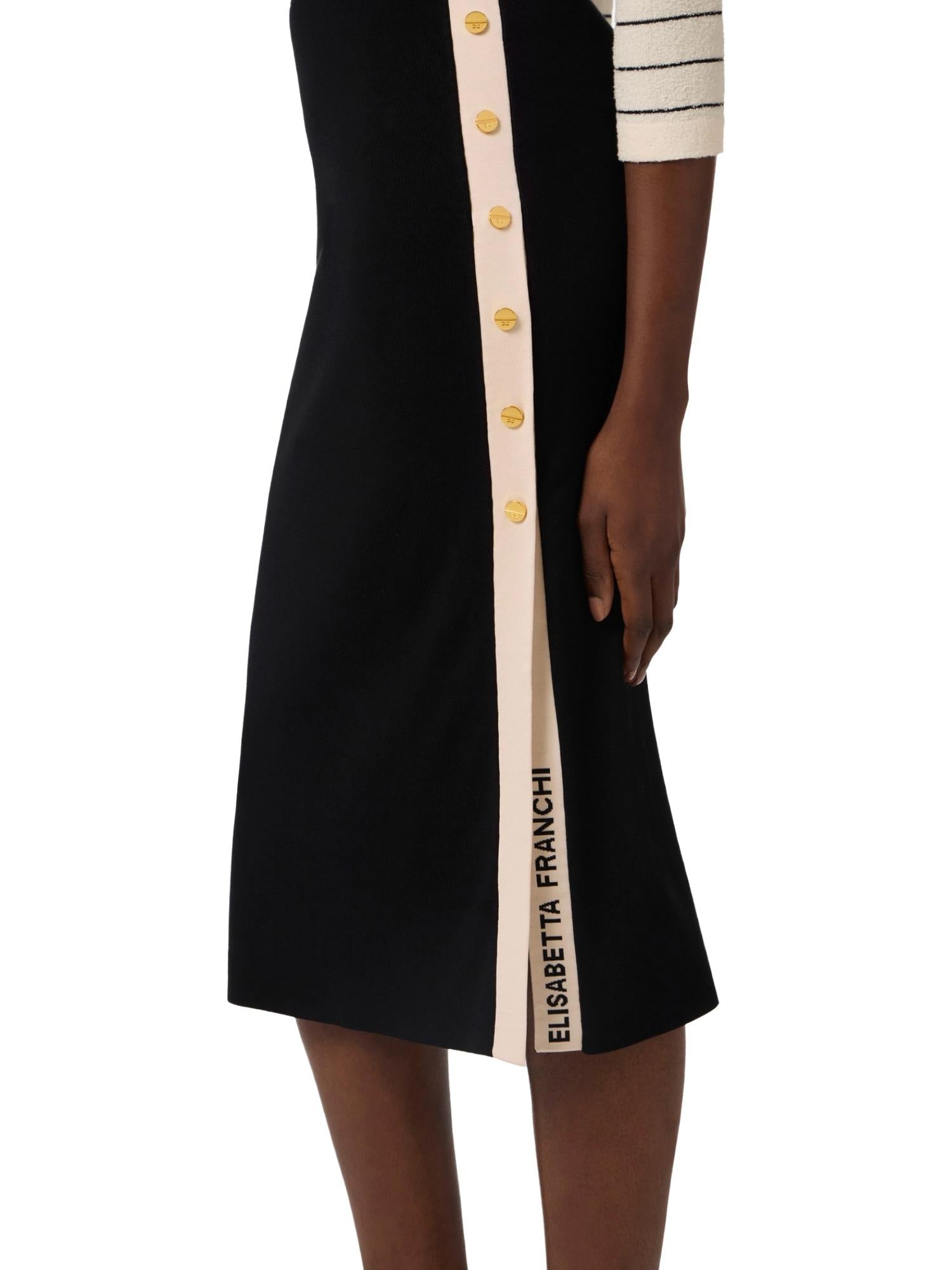 Elisabetta Franchi Gonna in maglia con bottoni oro