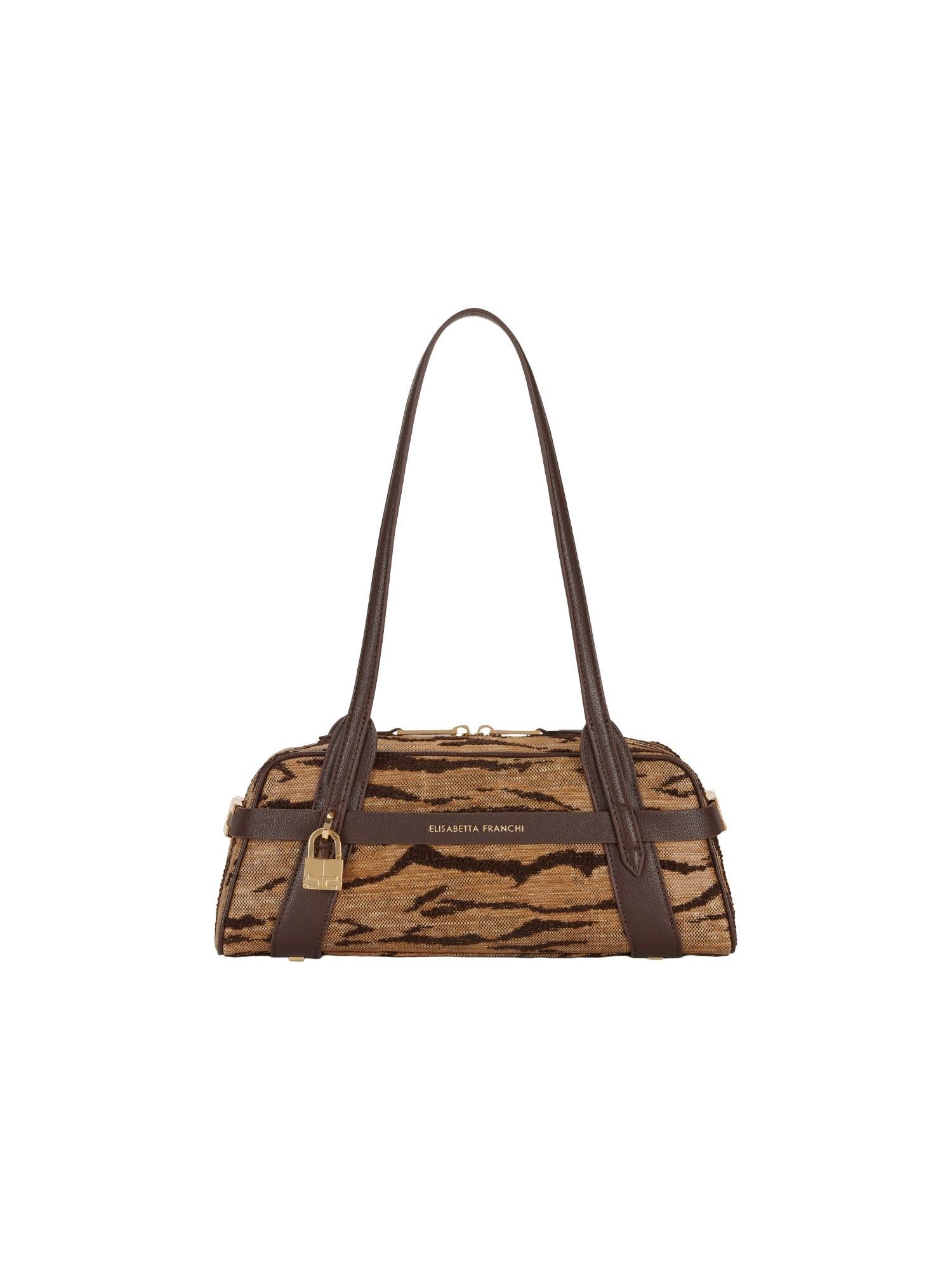 Elisabetta Franchi Borsa bauletto con stampa tigre