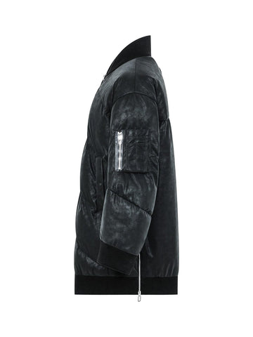 Bomber Lungo Trapuntato con Tasche Laterali