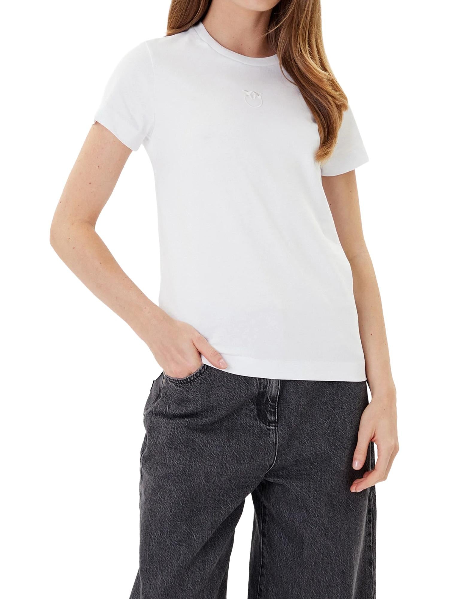 Pinko T-shirt con logo ricamato Bussolotto