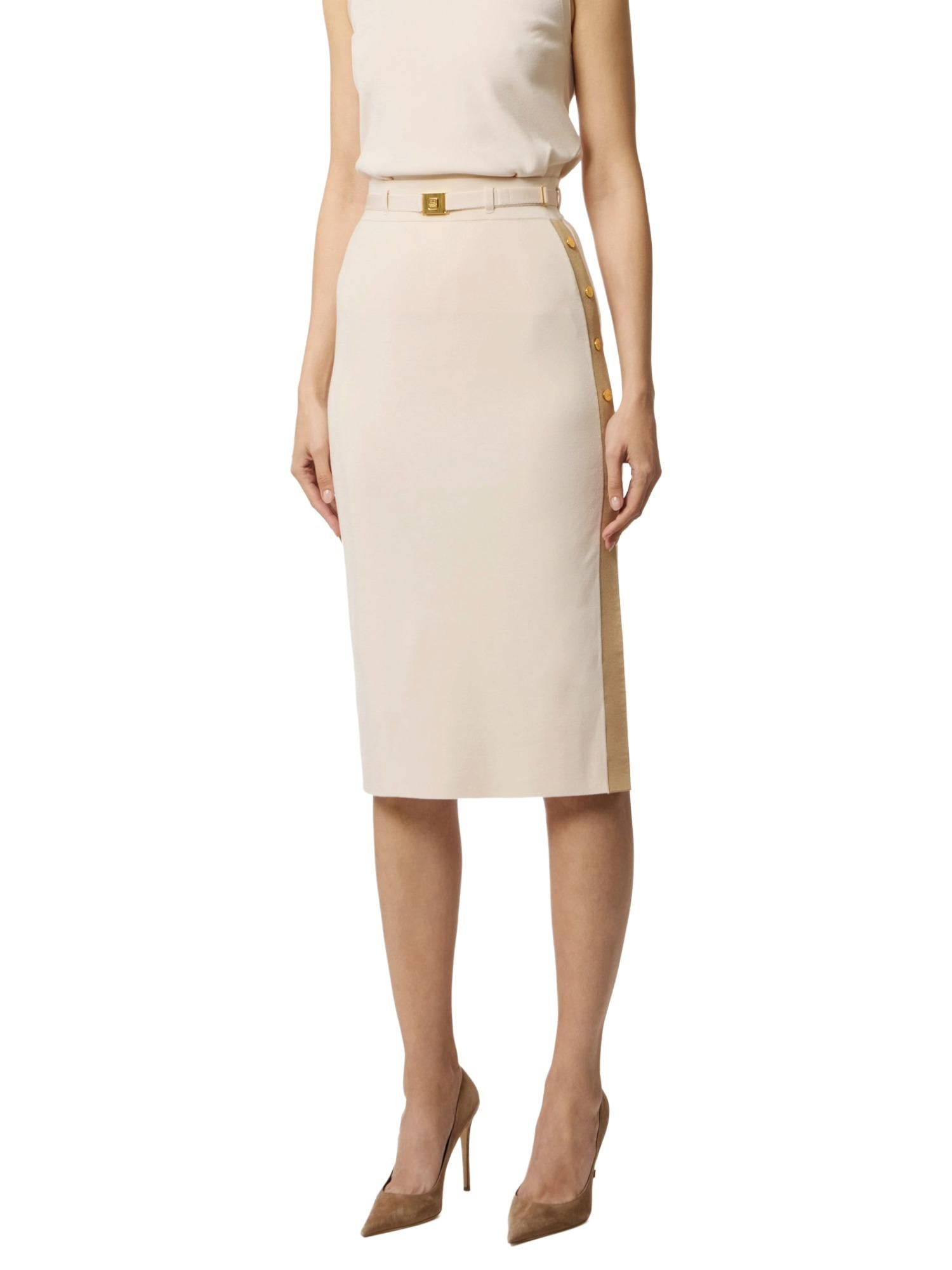 Elisabetta Franchi Gonna in maglia con bottoni oro