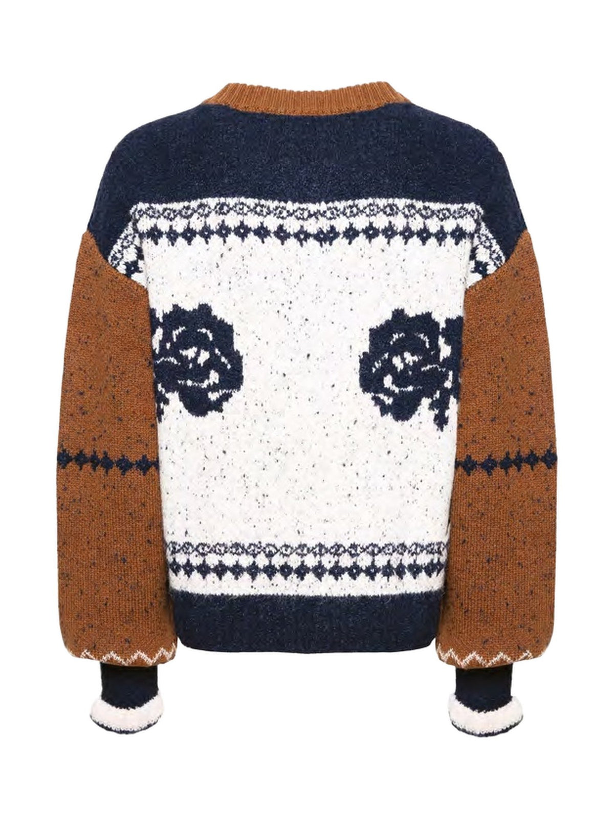 Cardigan con Motivo Jacquard Floreale