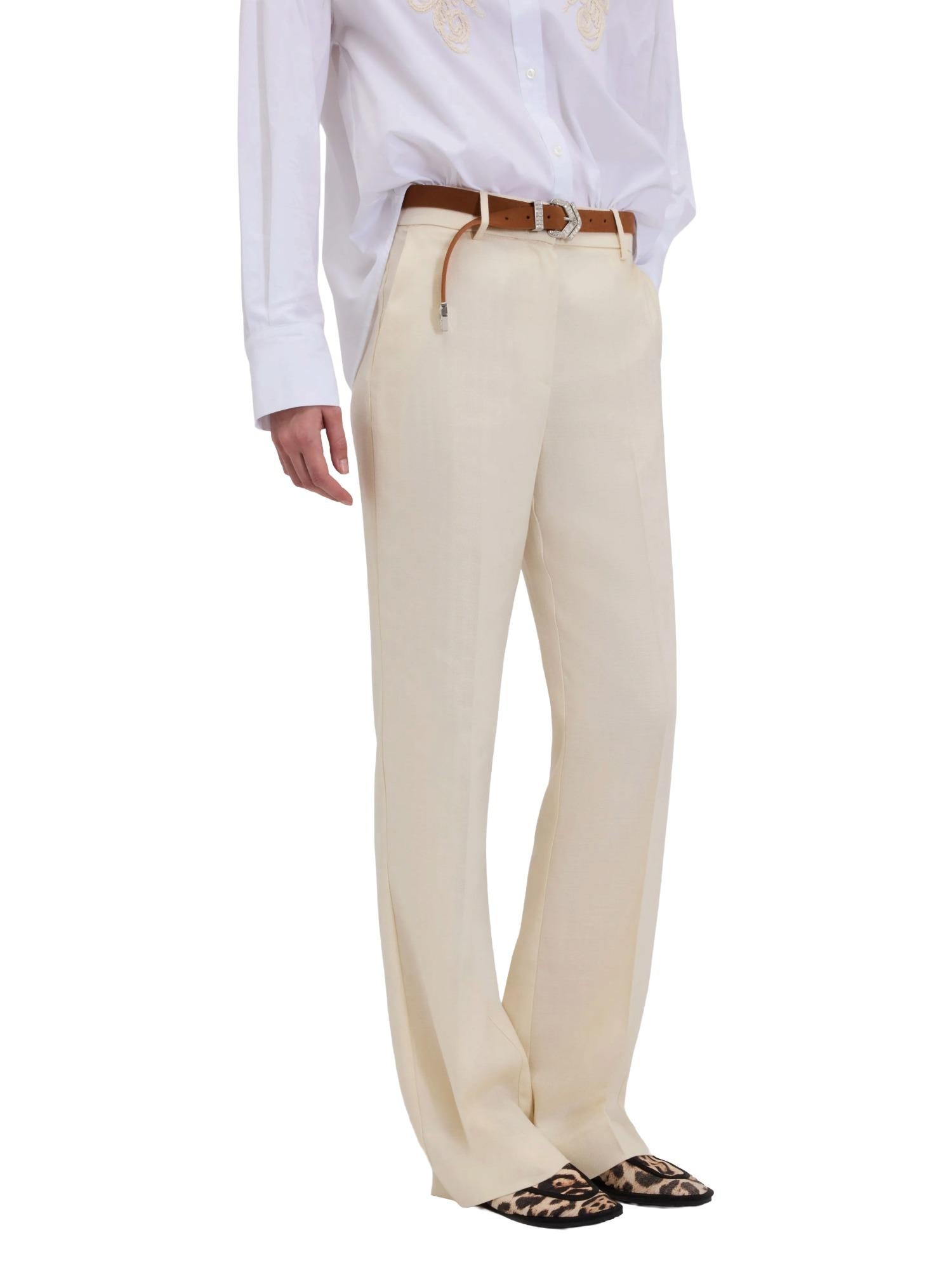 Ermanno Firenze Pantalon de tailleur en mélange de lin