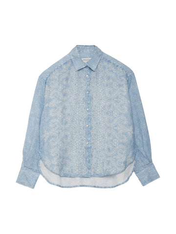 Ermanno Firenze Camicia in lino con pizzo ricamato