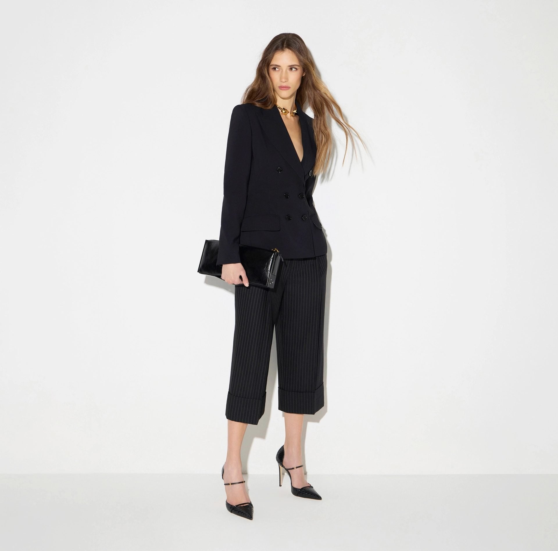 Pantaloni in fresco lana gessato