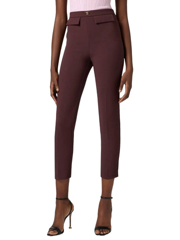 Elisabetta Franchi Pantalone slim con placca logo