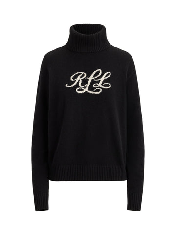 Maglione a collo alto in cashmere con logo