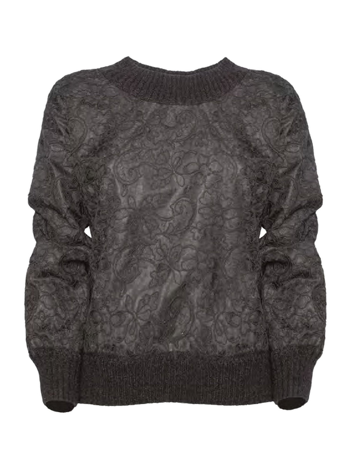 Maglia Girocollo con Ricami Floreali