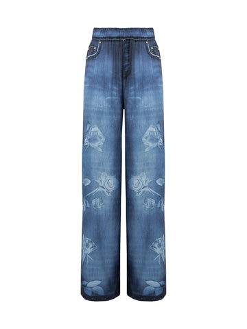 Blugirl Pantalone in raso effetto denim