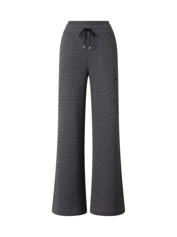 Pantalone con Gamba Ampia in Felpa Full Strass