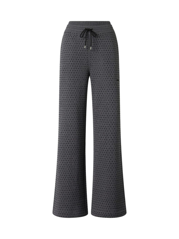 Pantalone con Gamba Ampia in Felpa Full Strass
