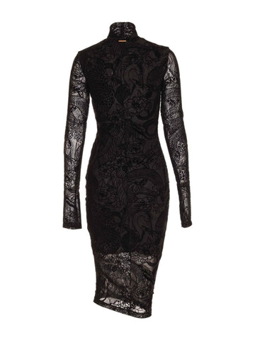 Abito Midi in Tulle Stampa Floreale