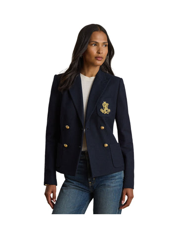 Blazer doppio petto in piqué elasticizzato