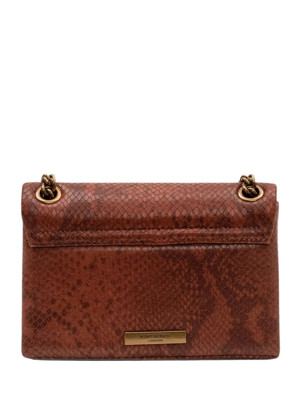 Borsa a spalla mini kensington in pelle effetto serpente