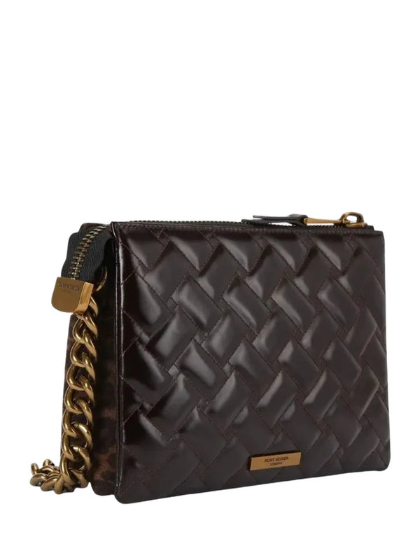 Borsa a tracolla kensington 3 pouch in pelle con stampa leopardata