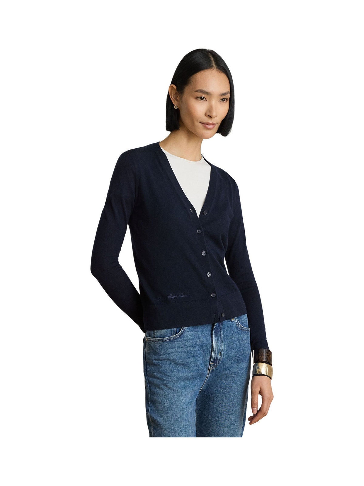 Cardigan con scollo a V in cotone e modal
