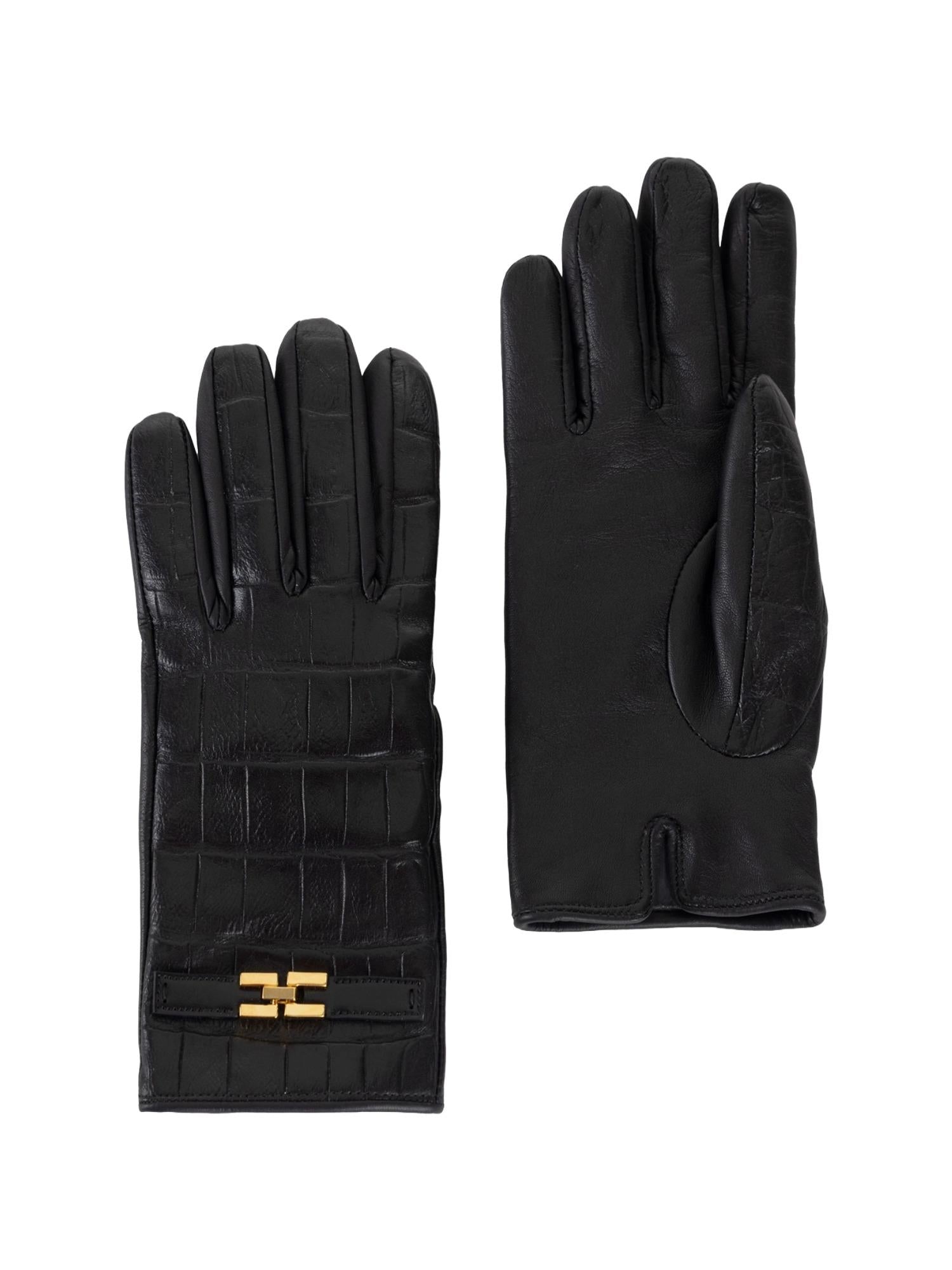 Elisabetta Franchi Guanti in pelle stampa cocco