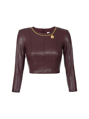 Elisabetta Franchi Maglia in ecopelle con collana
