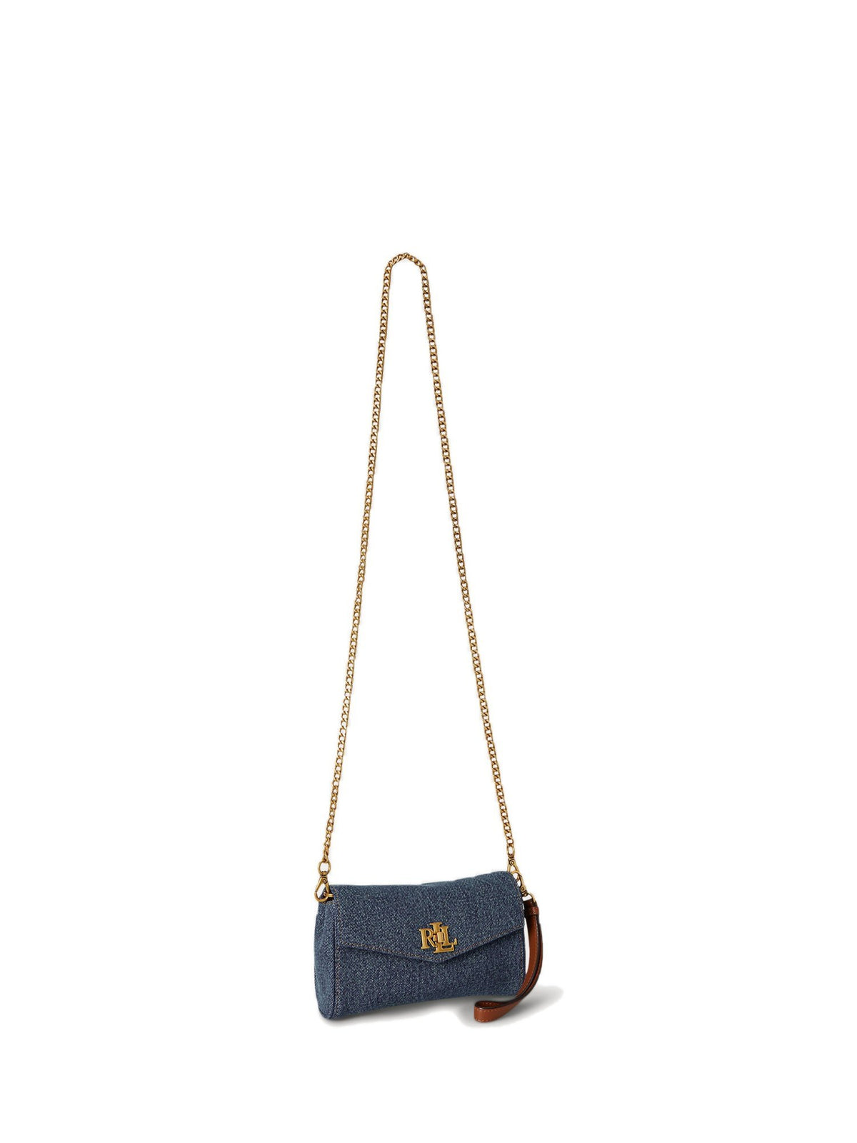 Borsa a tracolla da polso in denim con chiusura a girello