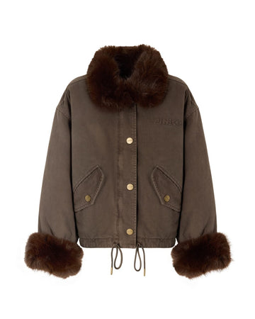 Pinko Bomber con Collo Effetto Pelliccia donna