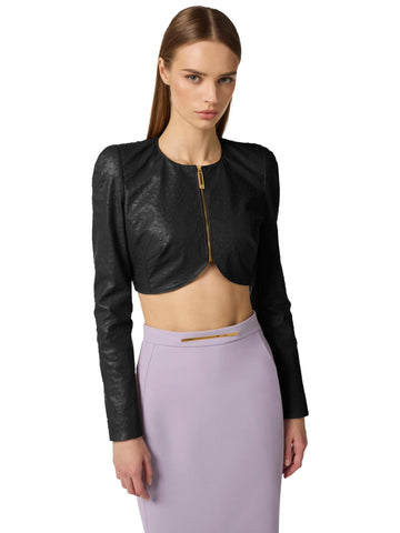 Elisabetta Franchi Giacca crop con stampa struzzo
