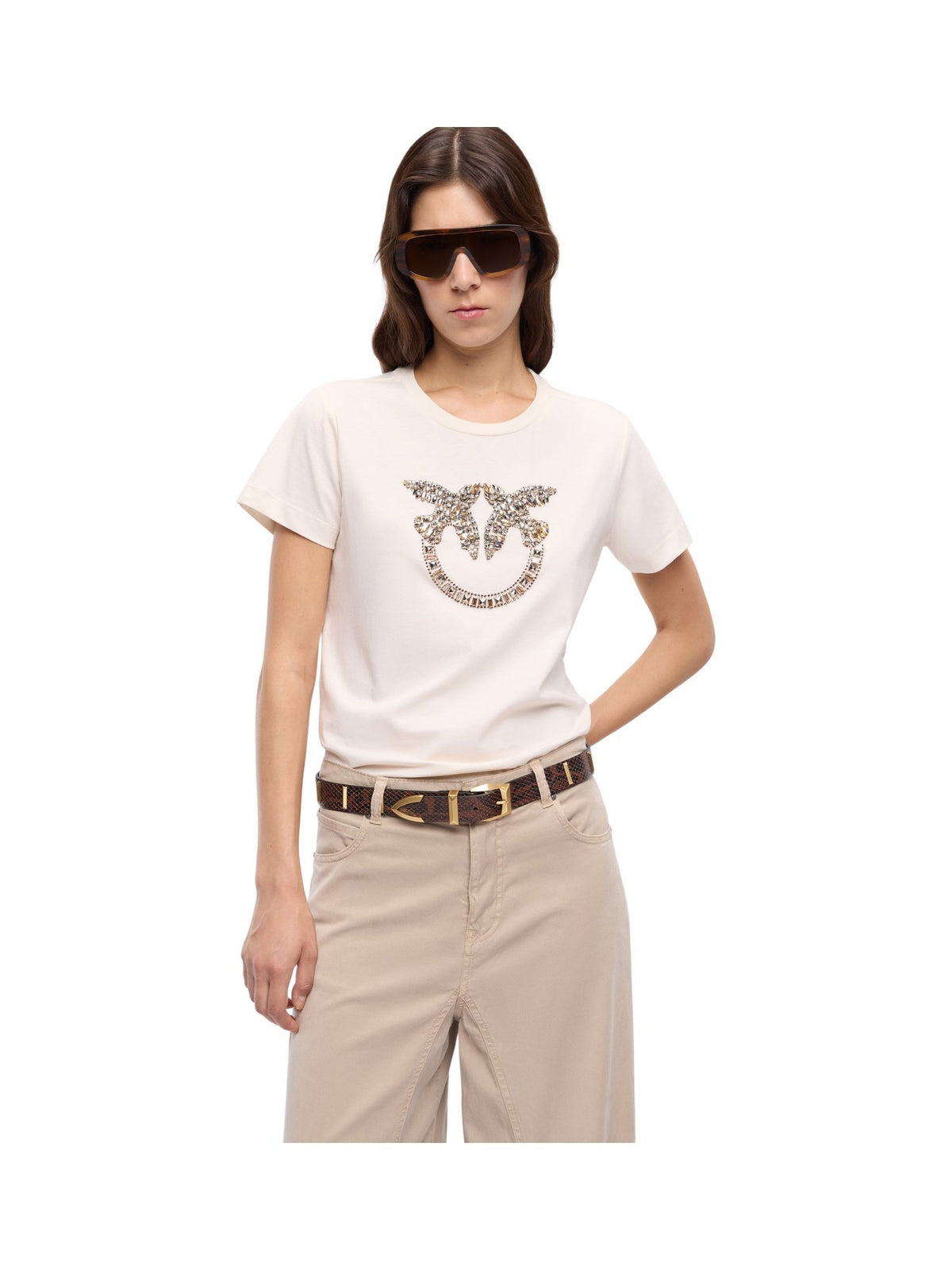 T-shirt con logo Love Birds con gioielli