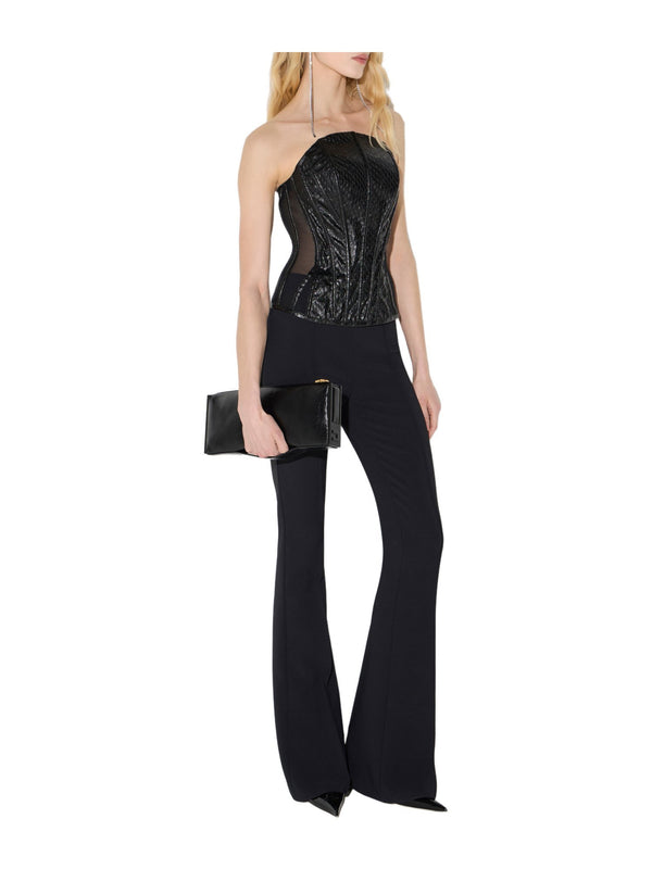 Top corsetto nero effetto pitonato