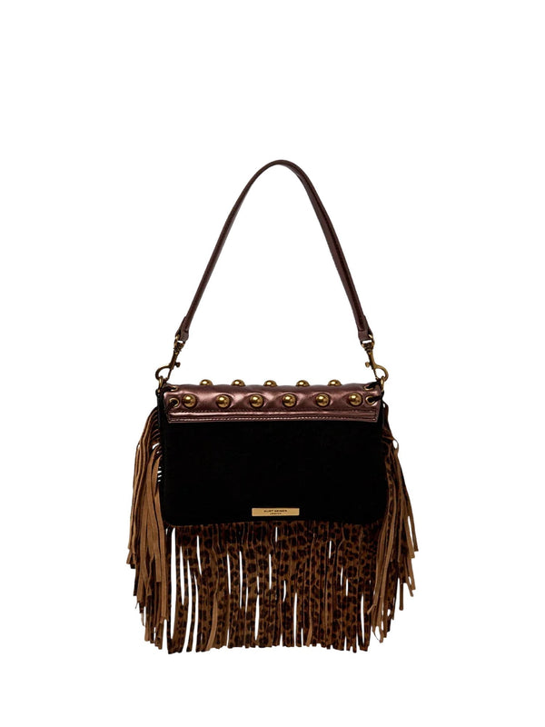 Borsa a spalla oxford piccola con frange