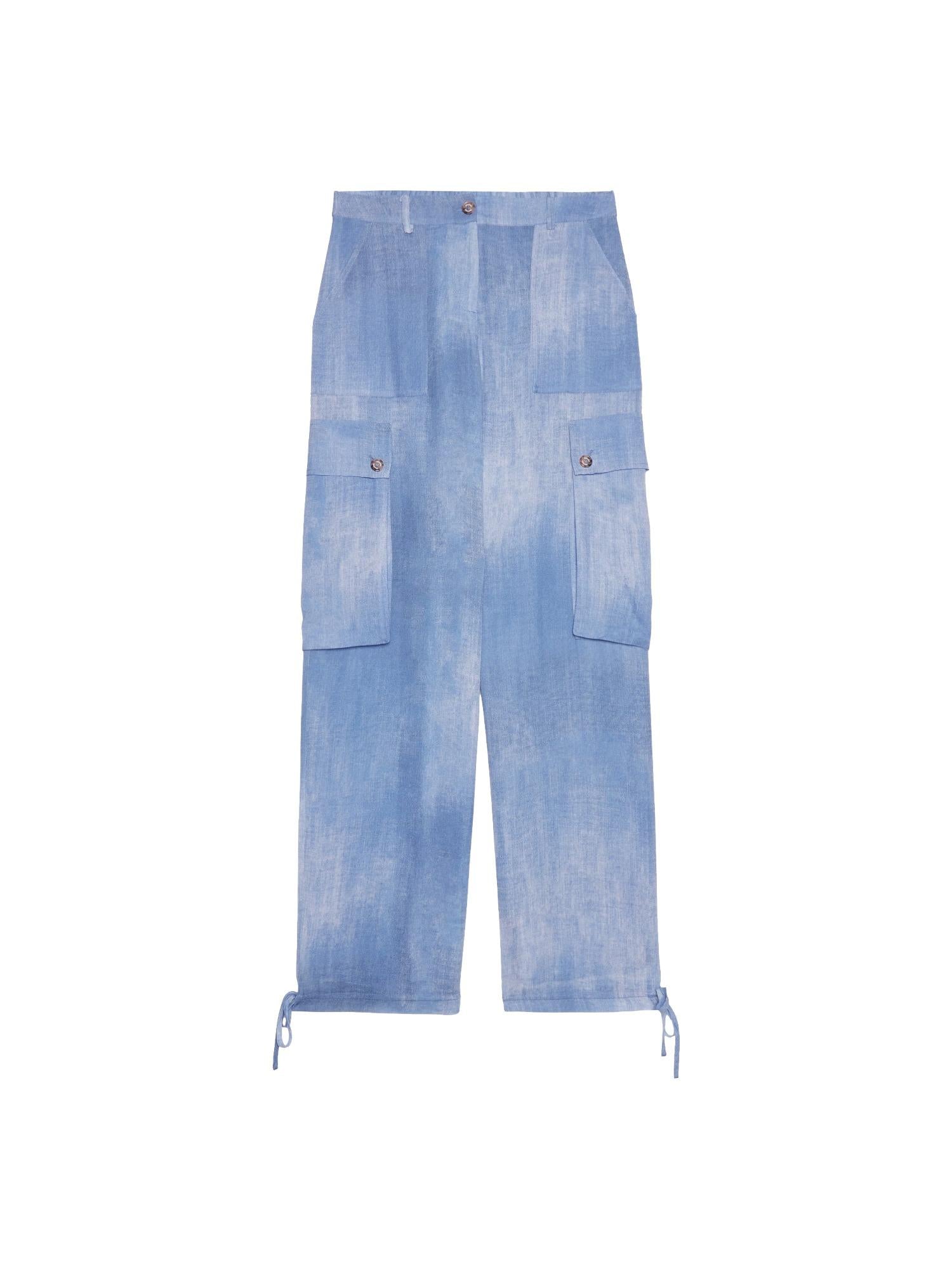 Ermanno Firenze Pantalone cargo con stampa denim