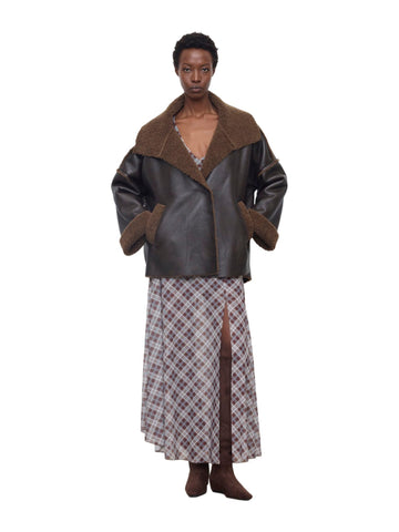 Giacca Oversize in Ecopelle Collo con Reverse