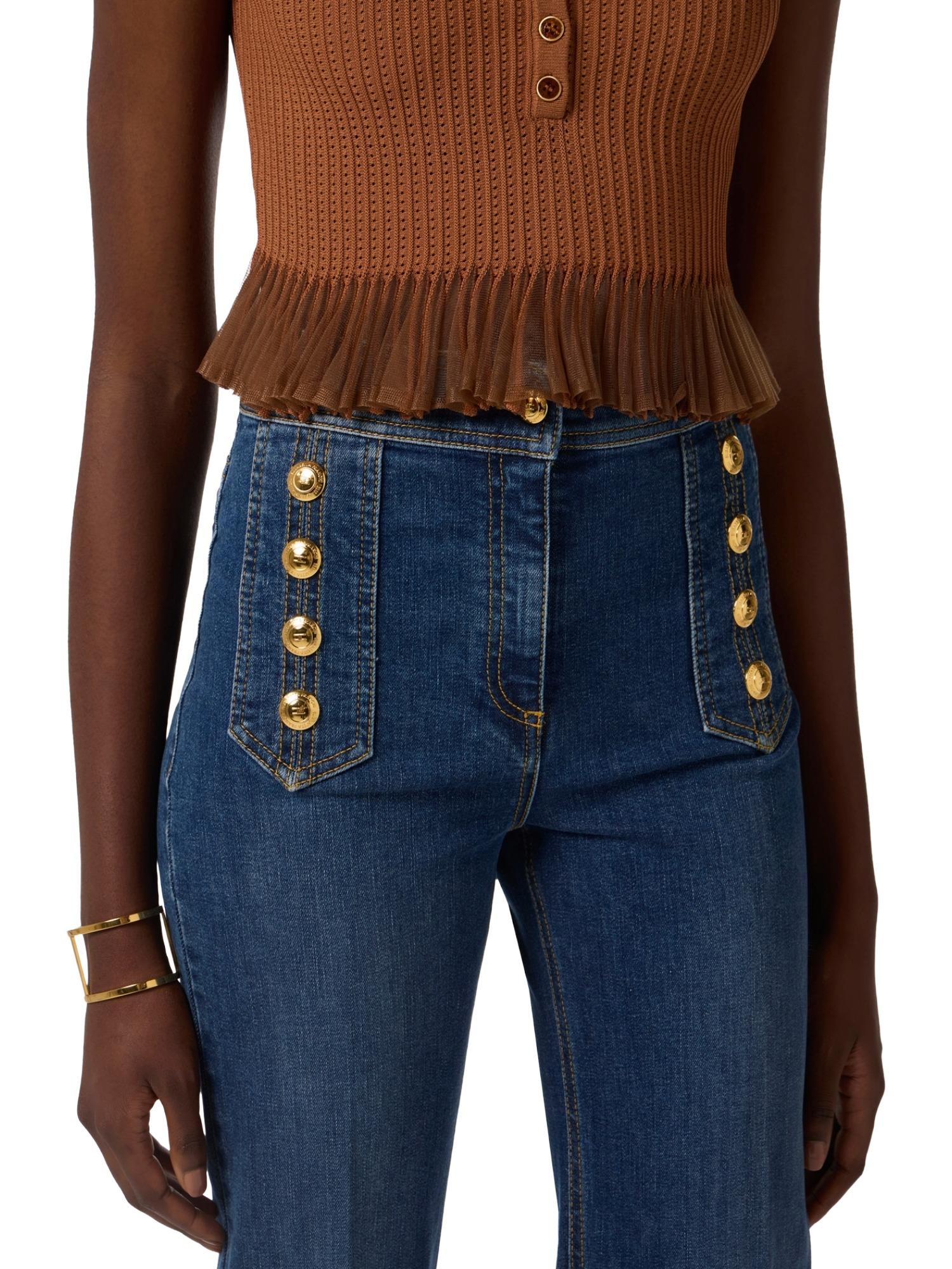 Elisabetta Franchi Jeans a palazzo con bottoni