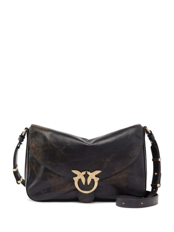 Borsa a Tracolla in Pelle Liscia con Fibbia Logo Love Birds
