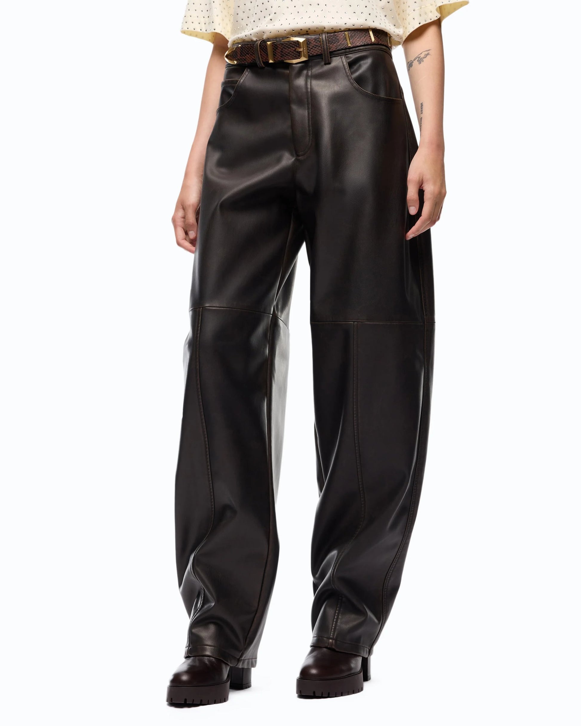 Pinko Pantalone Oversize in Tela Tecnica Spalmata donna