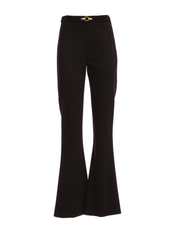 Pantalone Flare con Dettaglio Dorato in Vita