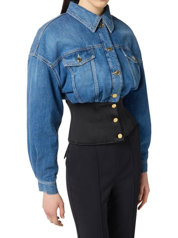 Elisabetta Franchi Bomber in denim e neoprene