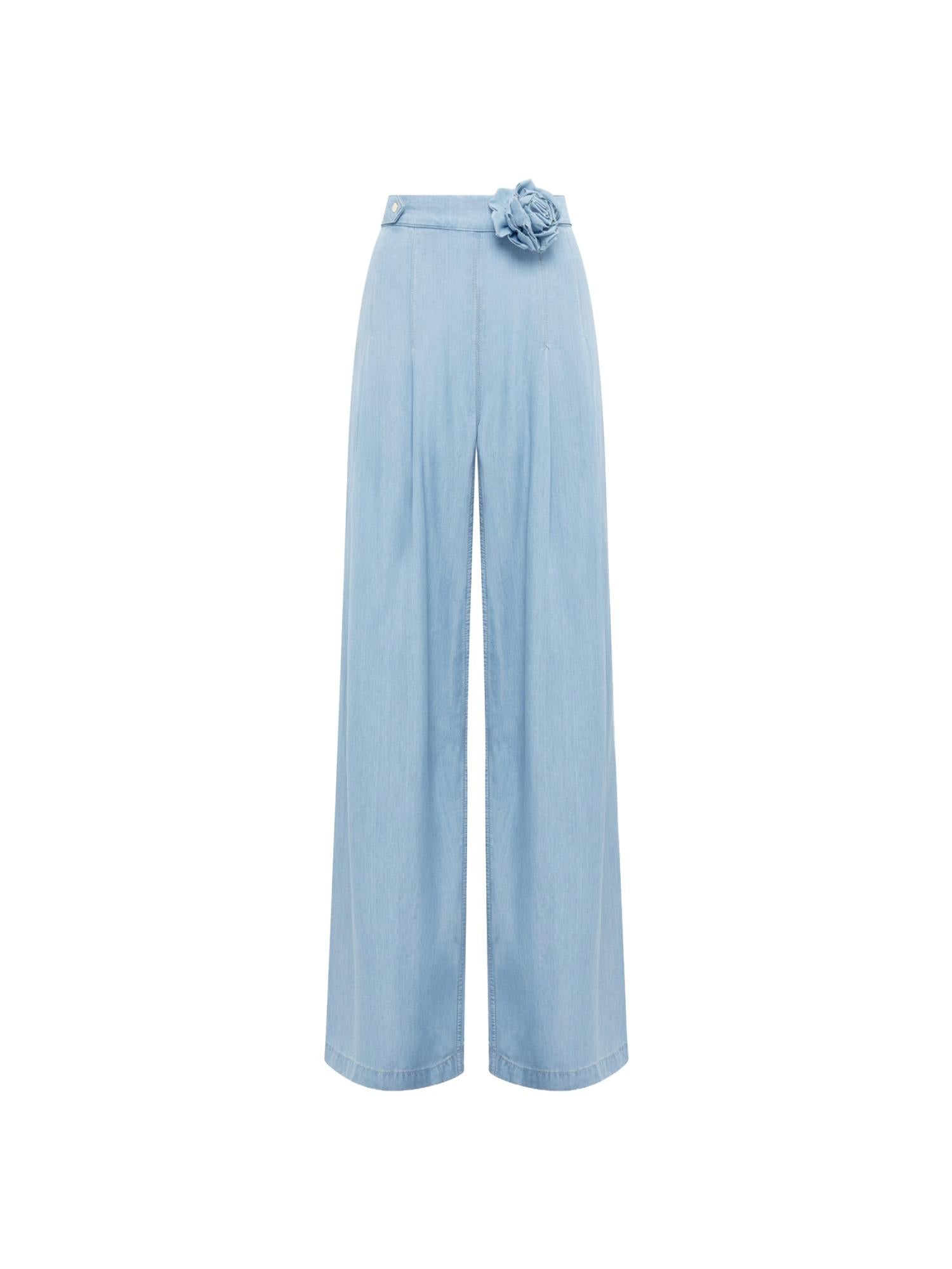 Blugirl Jeans met wijde pijpen en roze roos